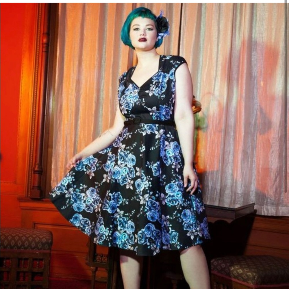 Pinup Girl Clothing Blue Rose Dress